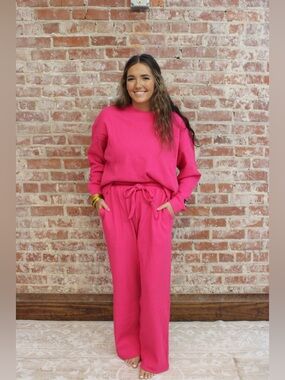 Lulu Mac Hot Pink Waffle Knit Pants